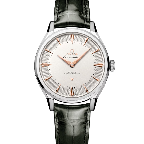 Omega Constellation Observatory 39.4 mm, O‑MEGASTEEL on alligator