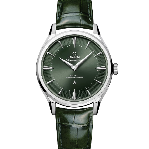 Omega Constellation Observatory 39.4 mm, O‑MEGASTEEL on alligator