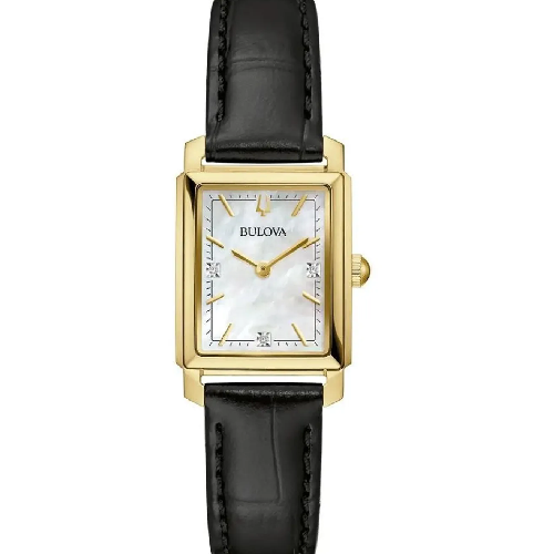 BULOVA Diamond Sutton Black Leather Strap