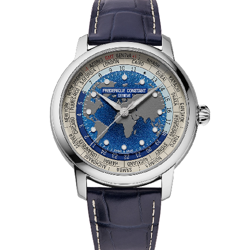 FREDERIQUE CONSTANT Manufacture Classic Worldtimer Blue Leather Strap