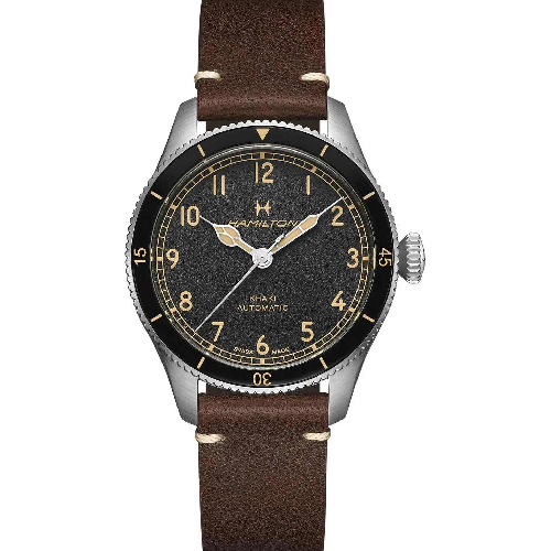 HAMILTON Khaki Aviation Pilot Pioneer Automatic Brown Leather Strap