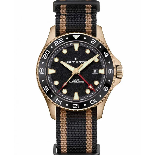 HAMILTON Khaki Navy Scuba Automatic GMT Two Tone Fabric Strap