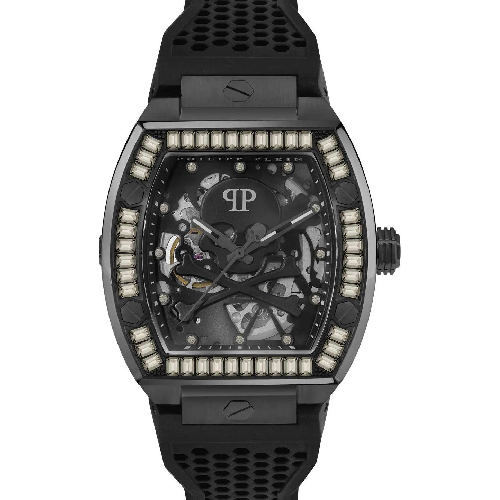 PHILIPP PLEIN The Skeleton Crystals Automatic Black Rubber Strap