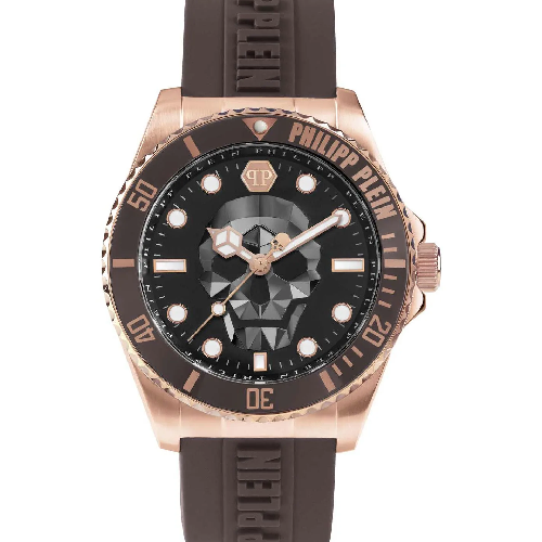 PHILIPP PLEIN The Skull Diver Brown Rubber Strap