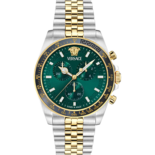 Versace Greca Chronograph Wave Two Tone Stainless Steel Bracelet
