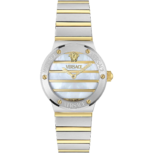 Versace Greca Two Tone Stainless Steel Bracelet