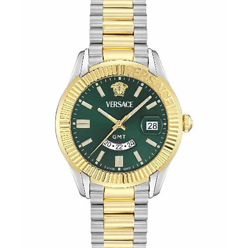 Versace Apodis Dual Time Two Tone Stainless Steel Bracelet