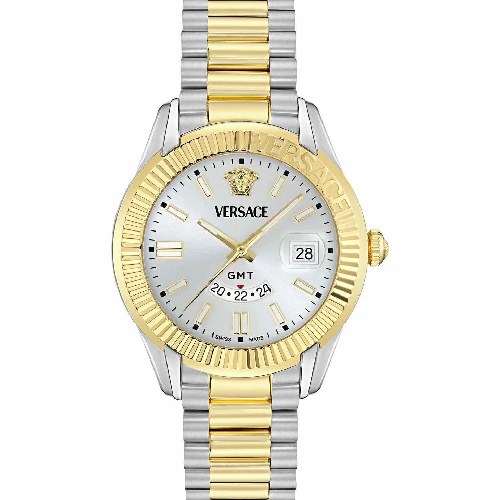 Versace Apodis Dual Time Two Tone Stainless Steel Bracelet