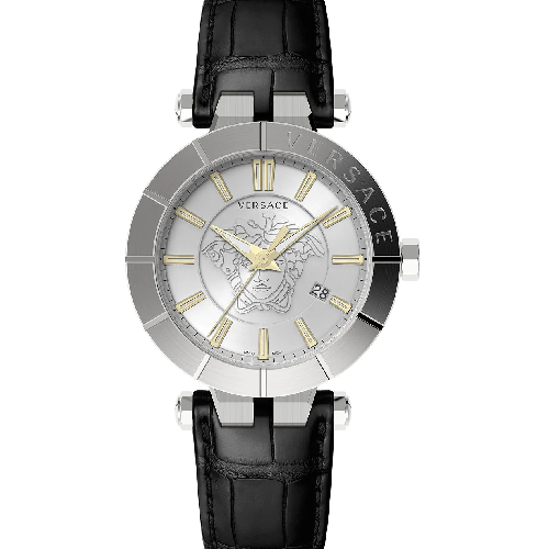 Versace V-Race Black Leather Strap