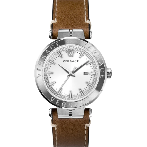 Versace Aion Brown Leather Strap