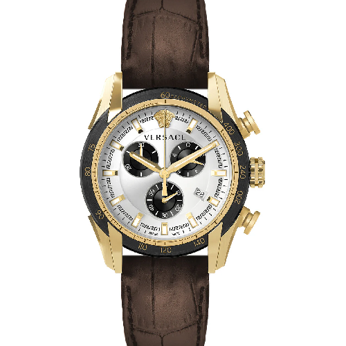 Versace V-Ray Chronograph Brown Leather Strap