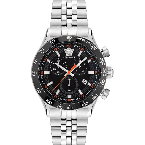Versace Hellenyium Chronograph Silver Stainless Steel Bracelet
