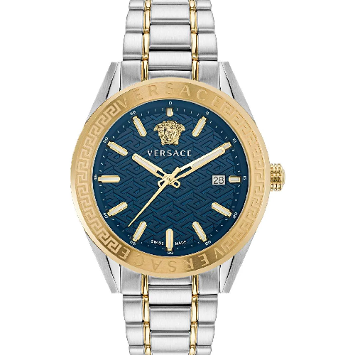 Versace V-Code Two Tone Stainless Steel Bracelet