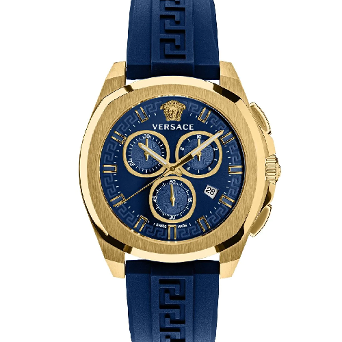Versace Geo Chronograph Blue Rubber Strap