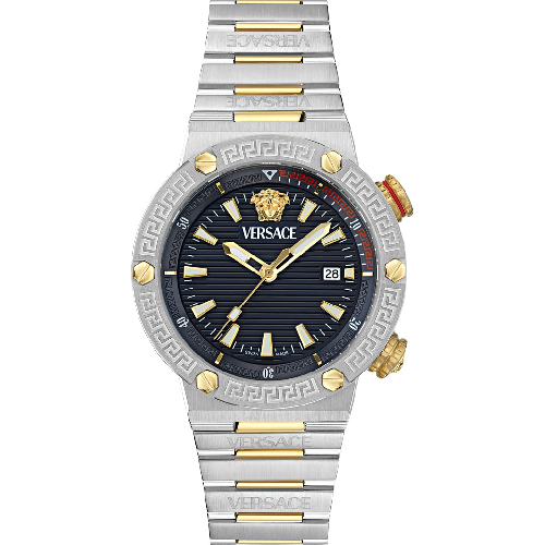 Versace Greca Logo Diver Two Tone Stainless Steel Bracelet