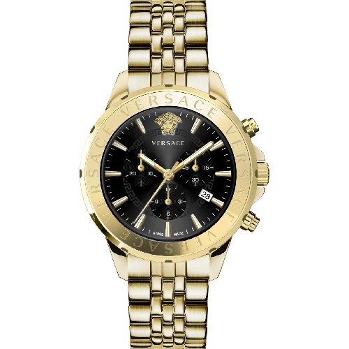 Versace Signature Chronograph Gold Stainless Steel Bracelet