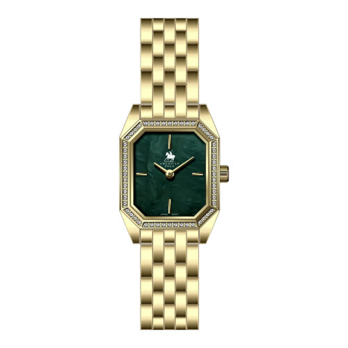 American Polo Square Monaco Crystal Ladies Gold Stainless Steel Bracelet