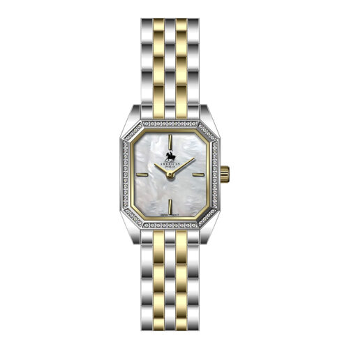 American Polo Square Monaco Crystal Ladies Two Tone Stainless Steel Bracelet