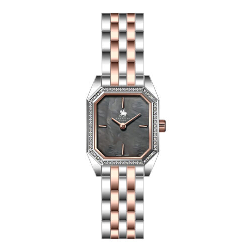 American Polo Square Monaco Crystal Ladies Two Tone Stainless Steel Bracelet