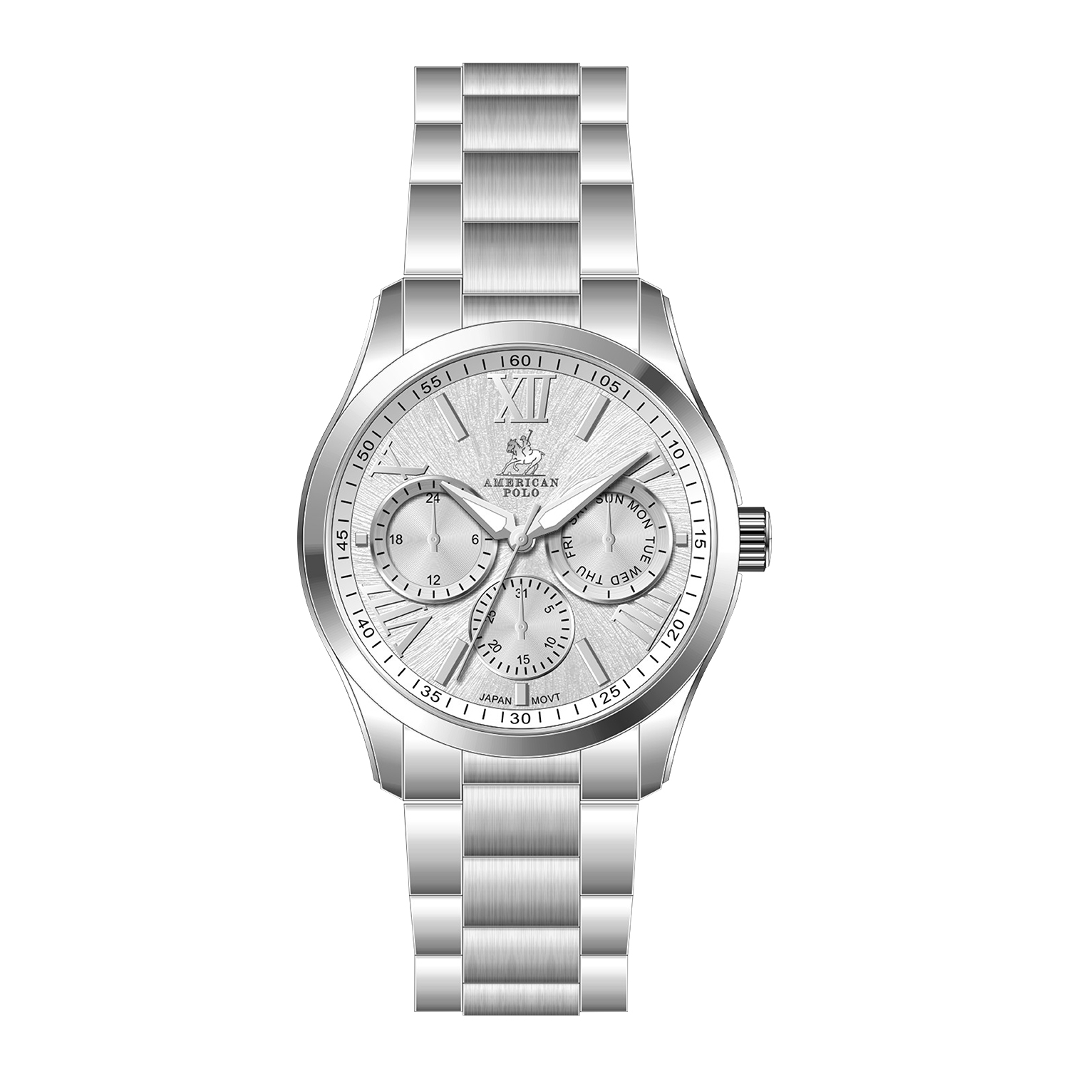 American Polo Regent Collection Gents Silver Stainless Steel Bracelet