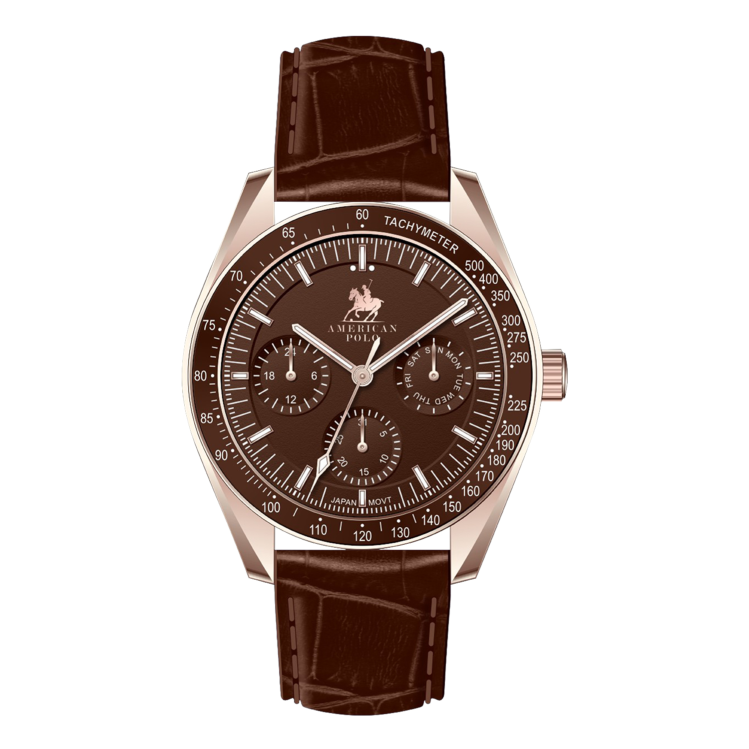 American Polo Gents Brown Leather Strap