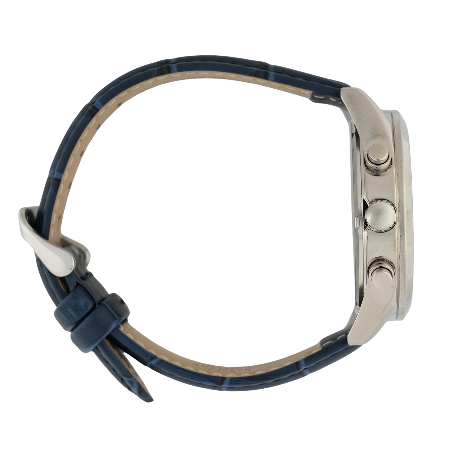 American Polo Skeleton Heritage Gents Multifunction Blue Leather Strap - Image 2