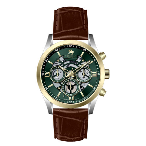 American Polo Skeleton Heritage Gents Multifunction Brown Leather Strap