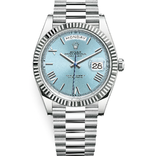 Rolex Oyster Perpetual 40mm Day-Date Ice Blue Dial Platinum Bracelet