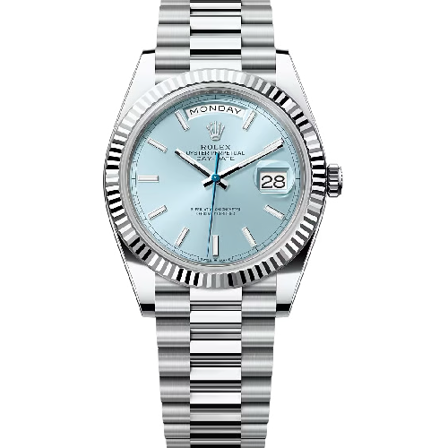 Rolex Oyster Perpetual 40mm Day-Date Ice Blue Dial Platinum Bracelet