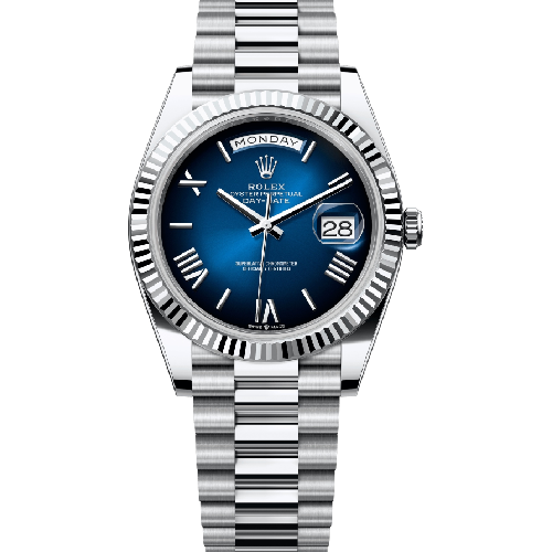 Rolex Oyster Perpetual 40mm Day-Date Ombré Dial Platinum Bracelet