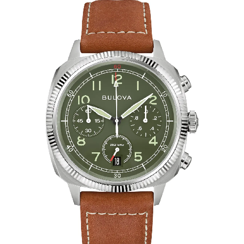 BULOVA Military VWI Special Edition Chronograph Brown Leather Strap