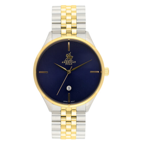 American Polo Riviera Prestige Gents Date Two Tone Stainless Steel Bracelet
