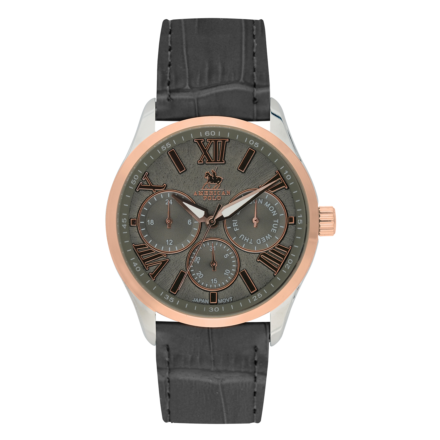American Polo Gents Grey Leather Strap