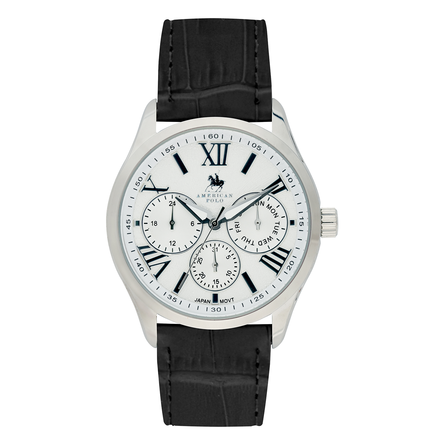 American Polo Gents Black Leather Strap
