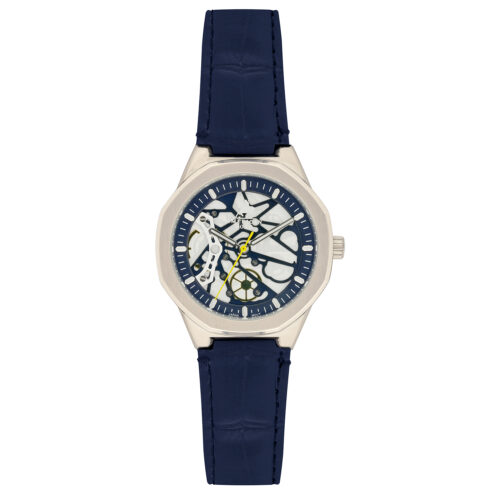 American Polo Skeleton Gents Blue Leather Strap