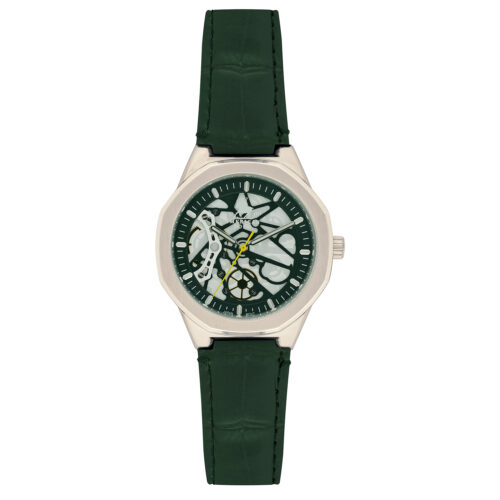 American Polo Skeleton Gents Green Leather Strap