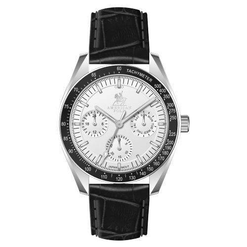 American Polo Gents Black Leather Strap