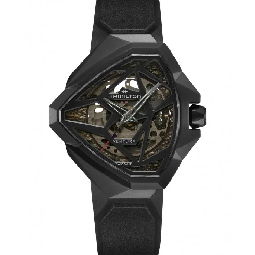 HAMILTON Ventura Edge Skeleton Automatic Black Rubber Strap