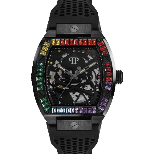 PHILIPP PLEIN The Skeleton Crystals Automatic Black Rubber Strap