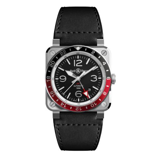 BELL & ROSS BR-03 GMT Black Leather Strap