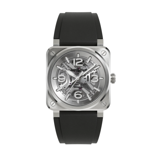 BELL & ROSS BR-03 Skeleton Steel Black Rubber Strap