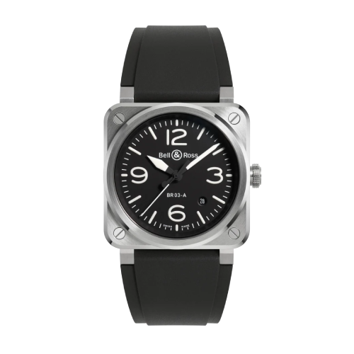 BELL & ROSS BR-03 Black Steel Black Rubber Strap