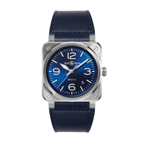 BELL & ROSS BR-03 Blue Steel Blue Leather Strap