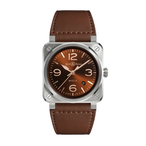 BELL & ROSS BR-03 Golden Heritage Brown Leather Strap