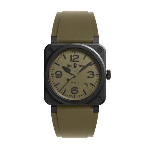 BELL & ROSS BR-03 Military Ceramic Khaki Rubber Strap