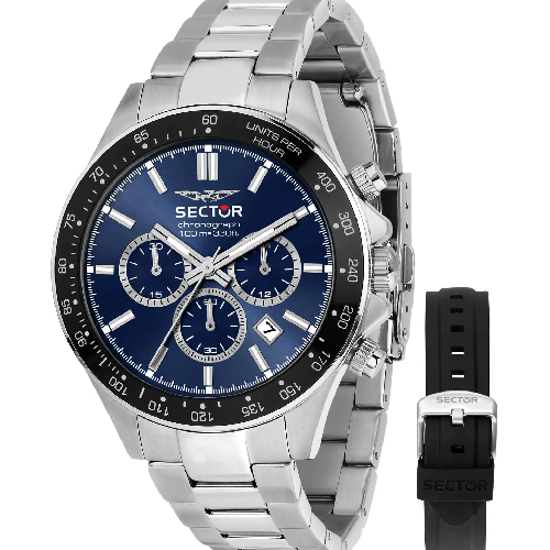 Sector 230 Chronograph Silver Stainless Steel Bracelet Gift Set
