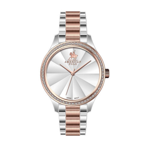 American Polo Ladies Aura Crystal Two Tone Stainless Steel Bracelet
