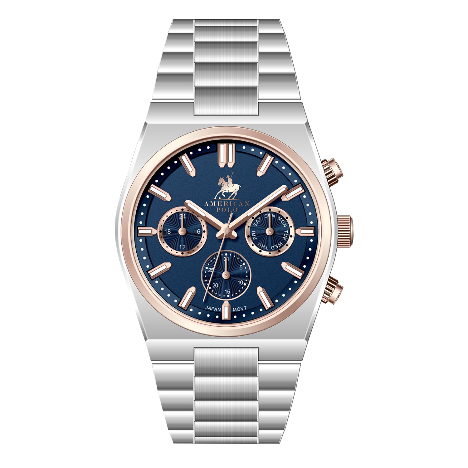 American Polo Gentleman Collection Silver Stainless Steel Bracelet