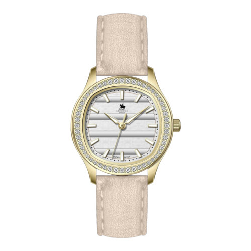 American Polo Ladies Crystal Beige Leather Strap