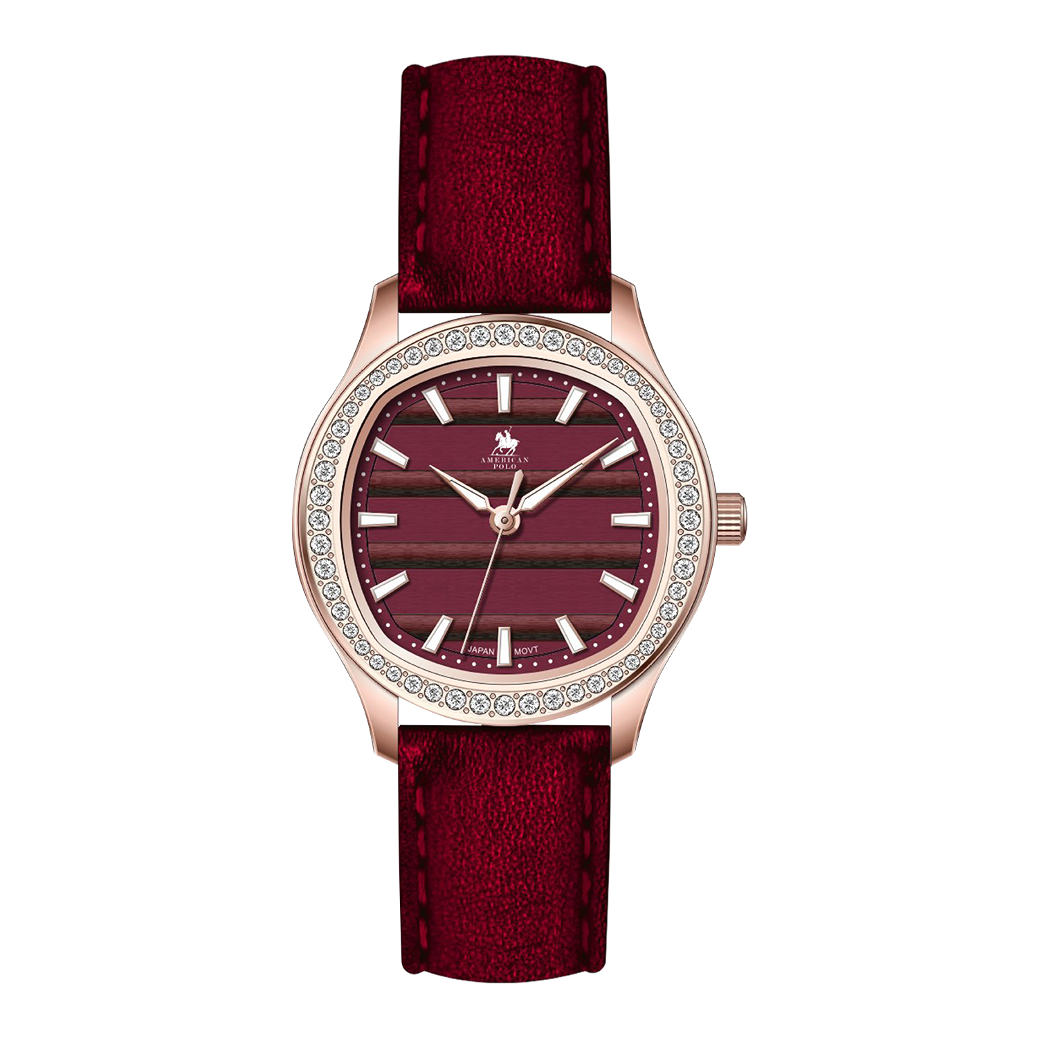 American Polo Ladies Crystal Red Leather Strap